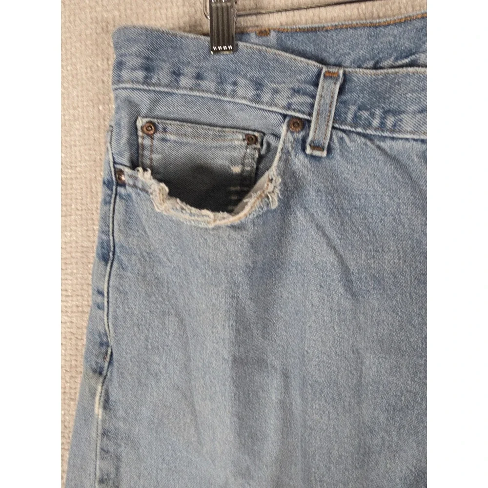 Faded Glory Mens Relaxed Fit Distressed Light Wash Blue‎ Denim Jeans 36x33